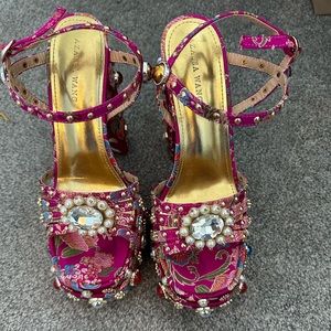 Azalea Wang pink jewel platform shoes
